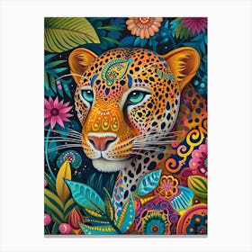 Kitsch Leopard Painting 3 Canvas Print