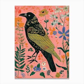 Spring Birds Raven 2 Canvas Print