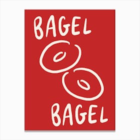 Bagel Bagels red and cream kitchen Canvas Print