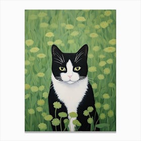 Cat In Daisies Canvas Print