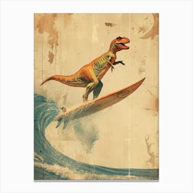 Vintage Dimorphodon Dinosaur On A Surf Board 3 Canvas Print