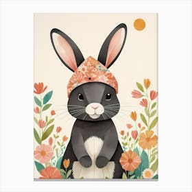 Floral Cute Baby Rabbit Bunny Nursery (22) Canvas Print