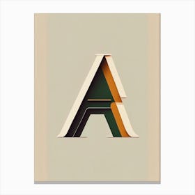 A  Letter, Alphabet Retro Minimal 3 Canvas Print