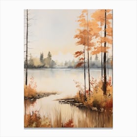 Lake In The Woods In Autumn, Painting 54 Canvas Print