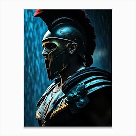 Spartan Warrior In Rain - Diverse Art Illustration 37 Canvas Print