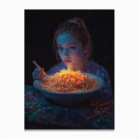 Girl Eats Noodles 1 Canvas Print