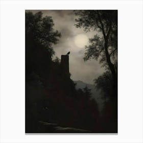 Dark Gothic Crow At Night Canvas Print