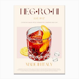 Negroni Cocktail Mid Century Canvas Print