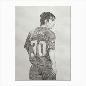 Messi 30 - Black White Canvas Print