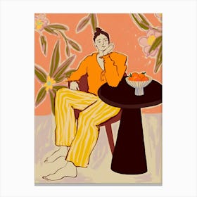 Man In Orange Pajamas Canvas Print