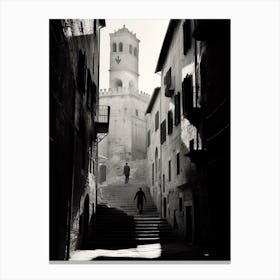 Perugia, Italy,  Black And White Analogue Photography  3 Canvas Print