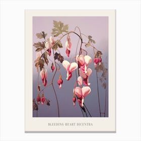 Floral Illustration Bleeding Heart Dicentra Poster Canvas Print