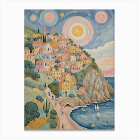 Mediterranean Coast In Pastel Canvas Print