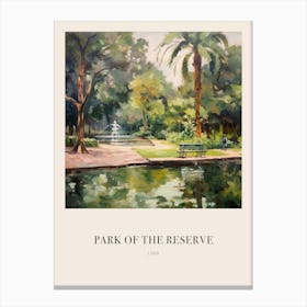 Park Of The Reserve Lima Peru 2 Vintage Cezanne Inspired Poster Canvas Print