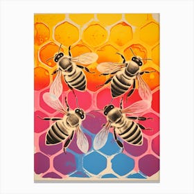 Honey Comb Colour Pop Bees 3 Canvas Print
