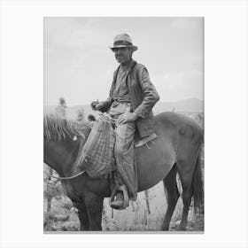 Spanish American Farmer On His Horse, Rodarte, New Mexico By Russell Lee Canvas Print
