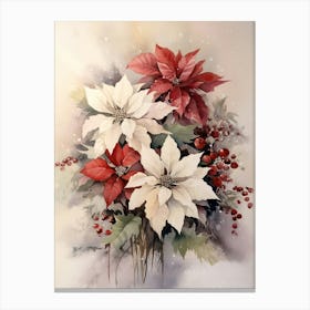 Christmas Watercolour Flowers Canvas Print