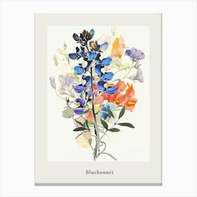 Bluebonnet Collage Flower Bouquet Poster Canvas Print