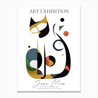Joan Miro  Inspired Abstract Cats Exhibition Poster Canvas Print