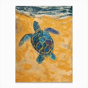 Sea Turtle On The Beach Crayon Doodle 3 Canvas Print