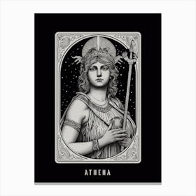 Athena Tarot Card B&W 3 Canvas Print