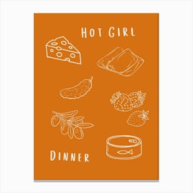 Hot Girl Dinner Orange Canvas Print
