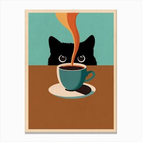 Cat & Coffee Canvas Print