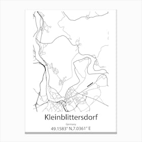 Kleinblittersdorf,Germany Minimalist Map Canvas Print