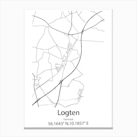 Logten,Denmark Minimalist Map Canvas Print