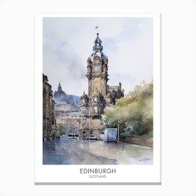 Edinburgh Scotland Watercolour Travel Poster 3 Canvas Print