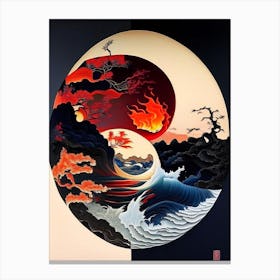 Fire And Water 5, Yin and Yang Japanese Ukiyo E Style Canvas Print