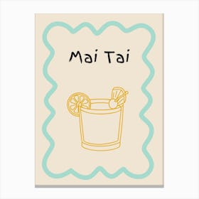 Mai Tai Doodle Poster Teal & Orange Canvas Print