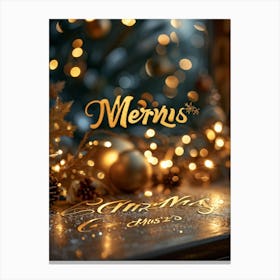 A Sophisticated Calligraphic Rendering Of A Merry Christmas 2024 Greeting The Elegant Letters Of (5) Canvas Print