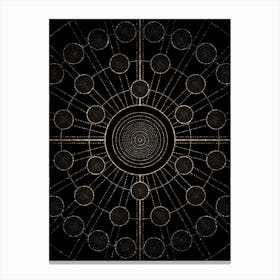 Geometric Glyph Radial Array in Glitter Gold on Black n.0470 Canvas Print