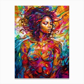 The Art Of Her - Woman With Colorful Hair Canvas Print