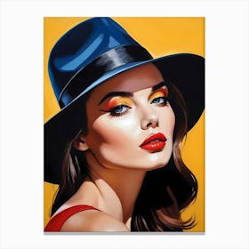 Woman Portrait With Hat Pop Art (118) Canvas Print