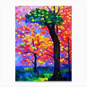 Golden Raintree Tree Cubist Canvas Print