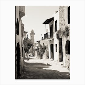 Rhodes, Greece, Mediterranean Black And White Photography Analogue 2 Canvas Print