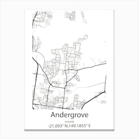 Andergrove,Australia Minimalist Map Canvas Print