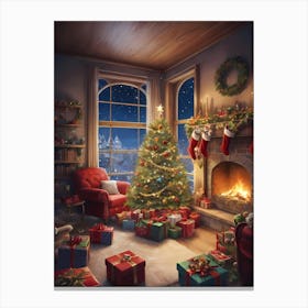 Christmas In The Living Room Canvas Print