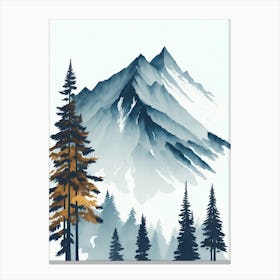 Mountain And Forest In Minimalist Watercolor Vertical Composition 239 Canvas Print