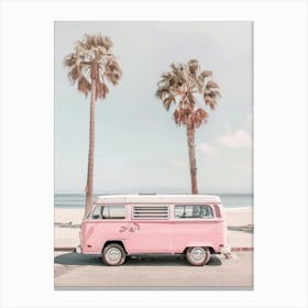 Pink Vw Bus 1 Canvas Print