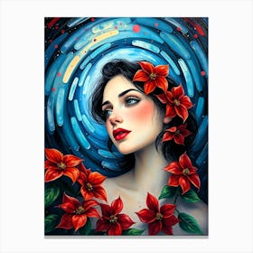 Poinsettia Style Portrait Canvas Print