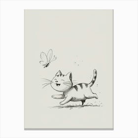 Cat Chasing A Butterfly Canvas Print