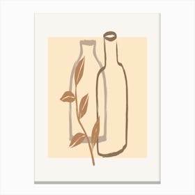 Bottle And A Leaf Canvas Print