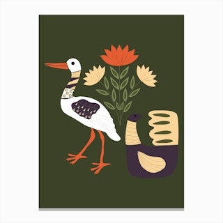 Folkie Stork Canvas Print