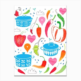 Peppers And Pyrex Canvas Print