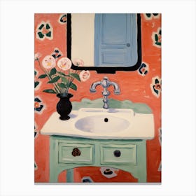 Bathroom Vanity Painting With A Poppy Bouquet 2 Canvas Print