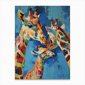 Giraffe & Calf Bold Colours 2 Canvas Print