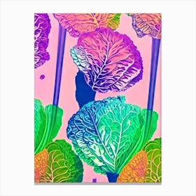 Cabbage Risograph Retro Poster vegetable Canvas Print
